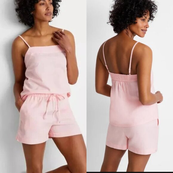 State of Day Other - State of Day 2-Pc. Sleeveless Linen Pajamas Set Natural Satin Pink NWT Sz XXL